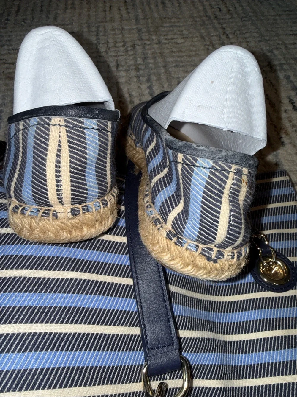 Talbots  Set Navy and White Espadrilles and Tote